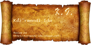 Körmendi Ida névjegykártya